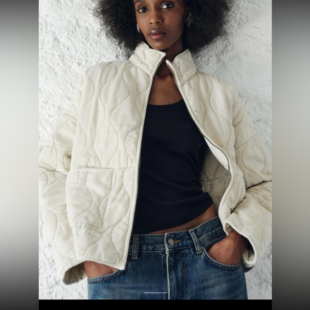 Zara Cream Bomber Jacket